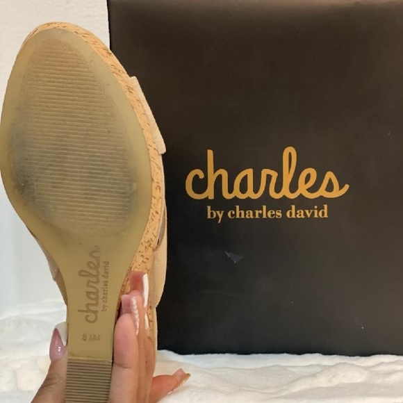 Cross strap cork bottom wedge slide sandal - Picture 2 of 2